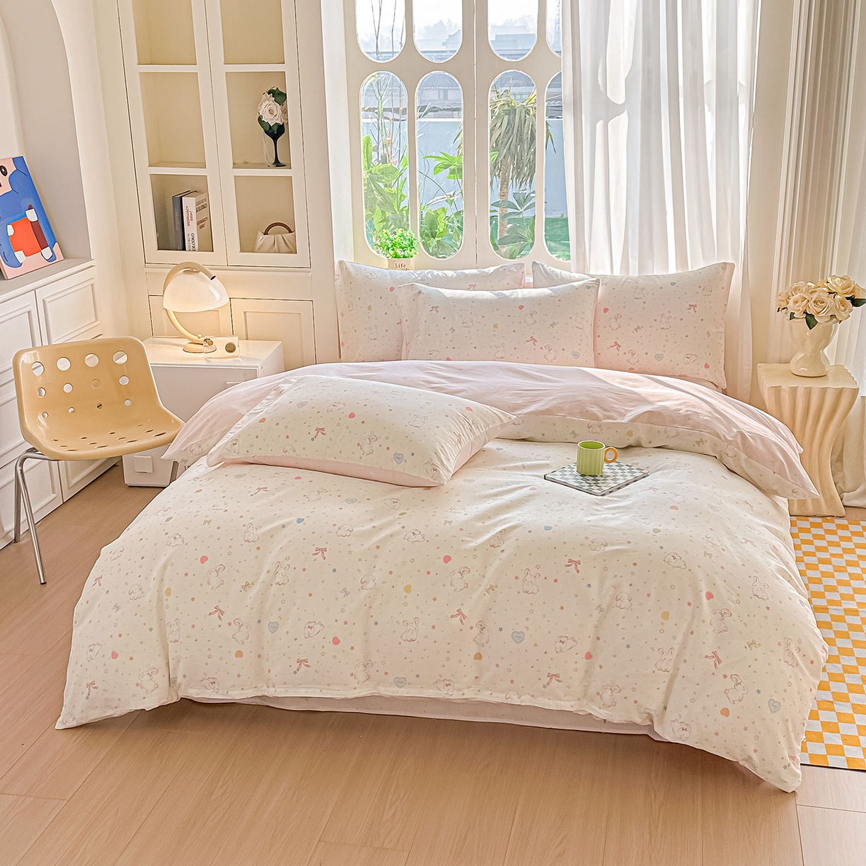 91家纺网 家纺一手货源 找家纺 颜选 2026新款全棉印花单被套 兔兔甜心