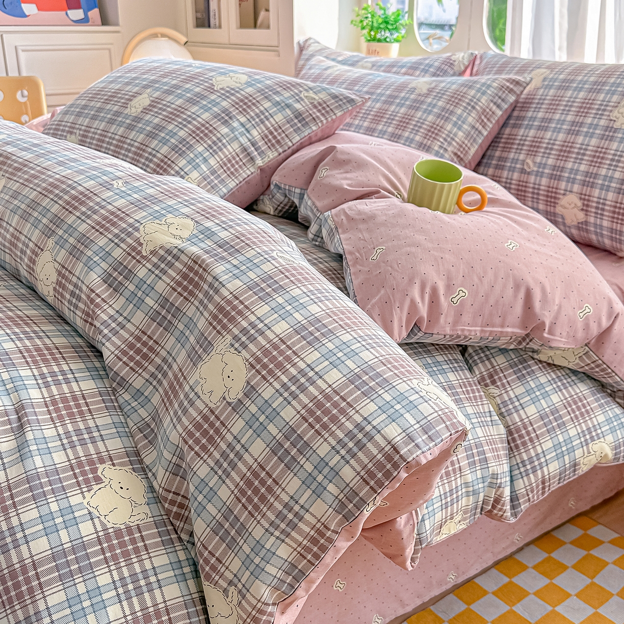 91家纺网 家纺一手货源 找家纺 颜选 2026新款全棉印花单被套 英伦狗