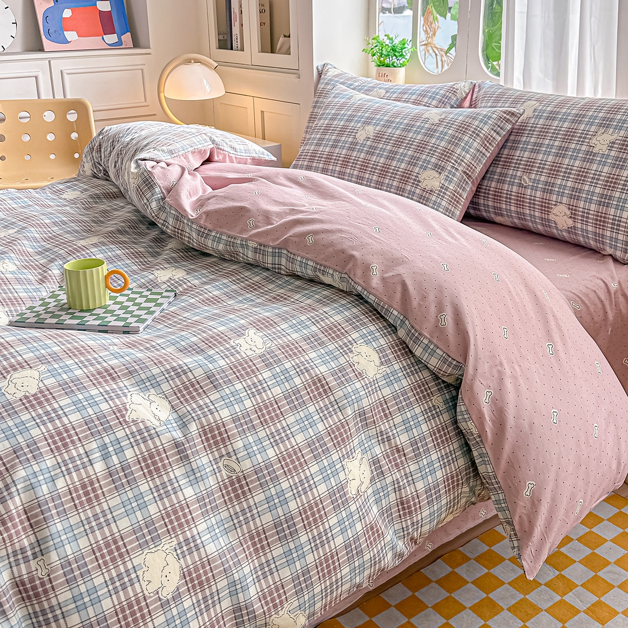 91家纺网 家纺一手货源 找家纺 颜选 2026新款全棉印花单被套 英伦狗