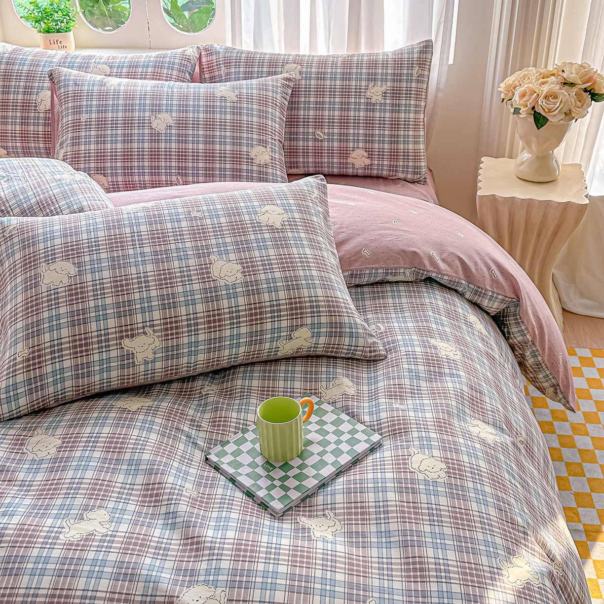 91家纺网 家纺一手货源 找家纺 颜选 2026新款全棉印花单被套 英伦狗