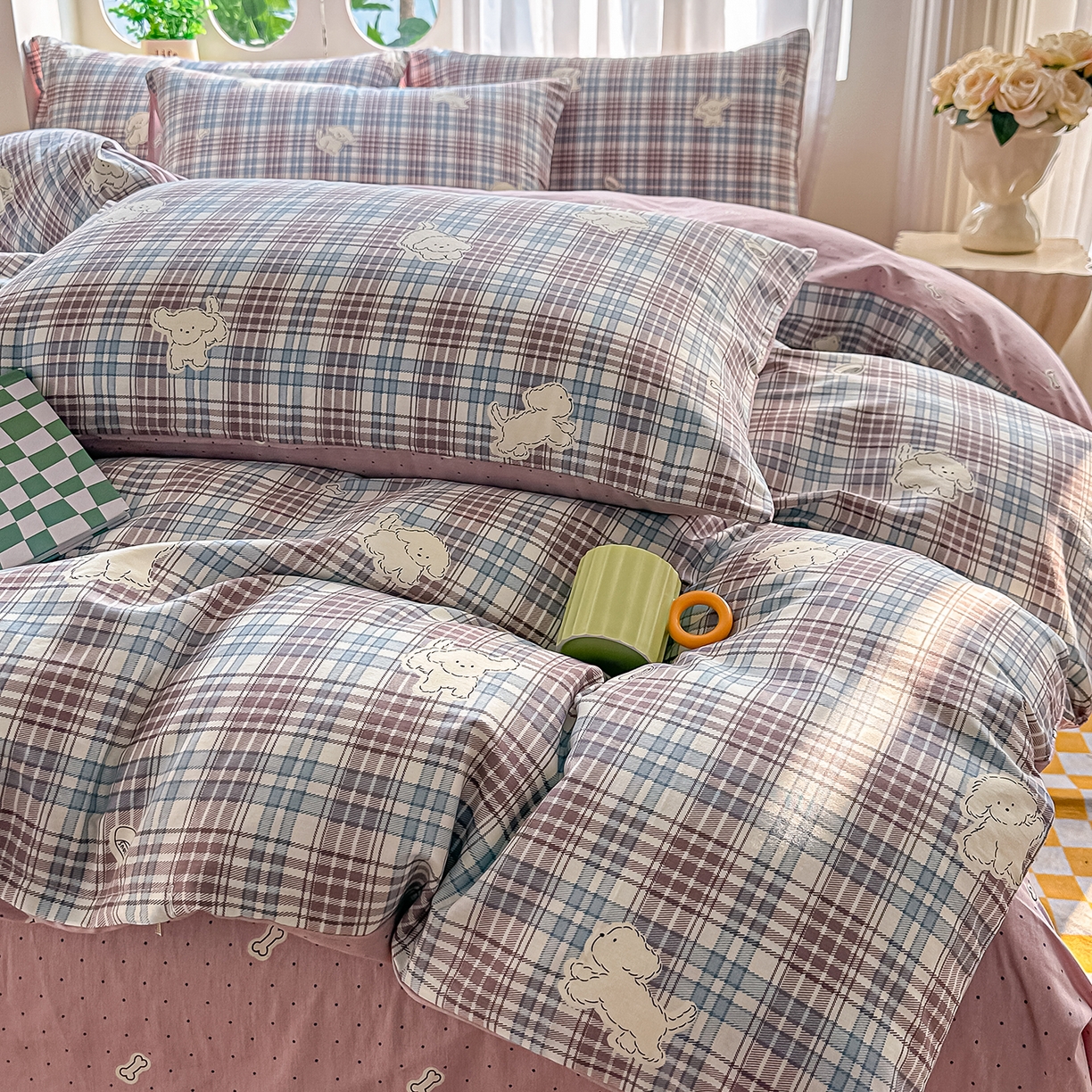 91家纺网 家纺一手货源 找家纺 颜选 2026新款全棉印花单被套 英伦狗