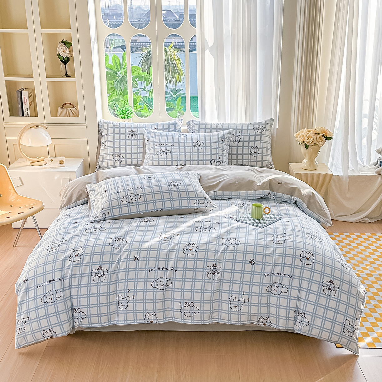 91家纺网 家纺一手货源 找家纺 颜选 2026新款全棉印花单被套 忧郁棕熊