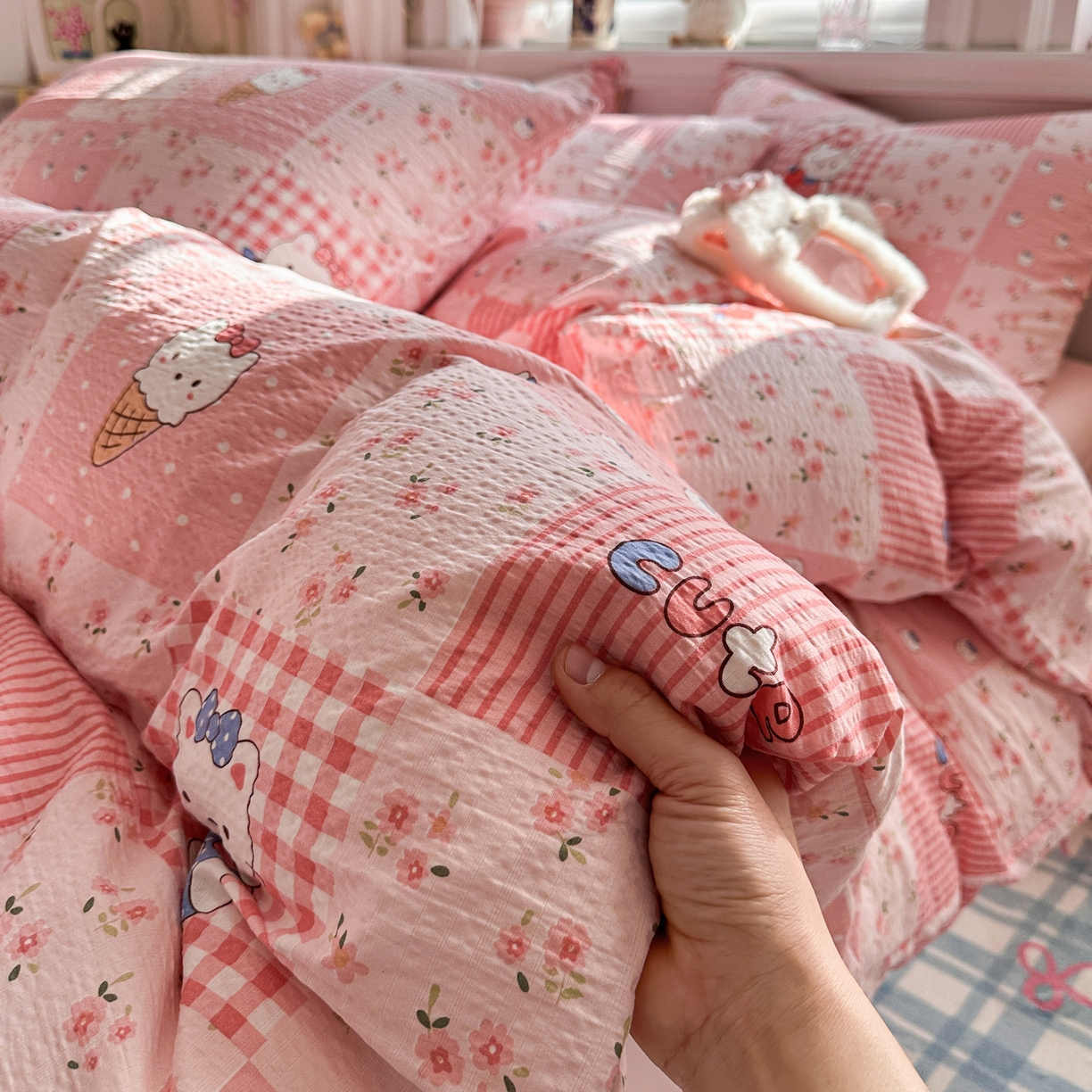 91家纺网 家纺一手货源 找家纺 （总）卡斯诺家纺馆 2026新款皱皱棉双层纱四件套（下载文件包含买家秀）