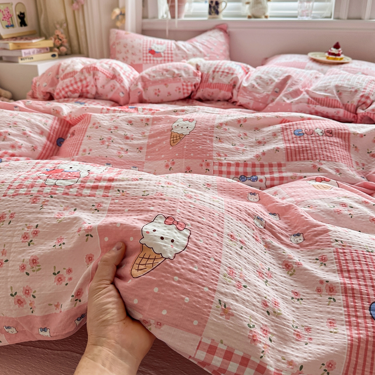 91家纺网 家纺一手货源 找家纺 （总）卡斯诺家纺馆 2026新款皱皱棉双层纱四件套（下载文件包含买家秀）