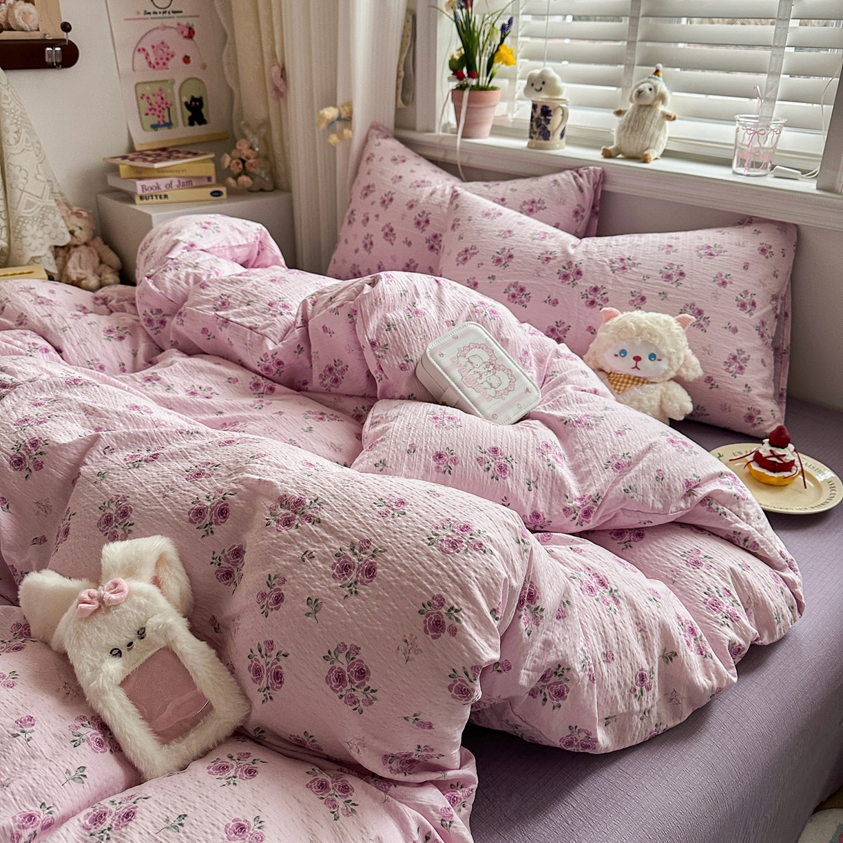 卡斯诺家纺馆 2026新款皱皱棉双层纱四件套（下载文件包含买家秀） 午后甜梦