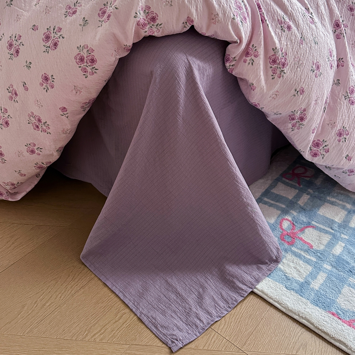 91家纺网 家纺一手货源 找家纺 卡斯诺家纺馆 2026新款皱皱棉双层纱四件套（下载文件包含买家秀） 午后甜梦