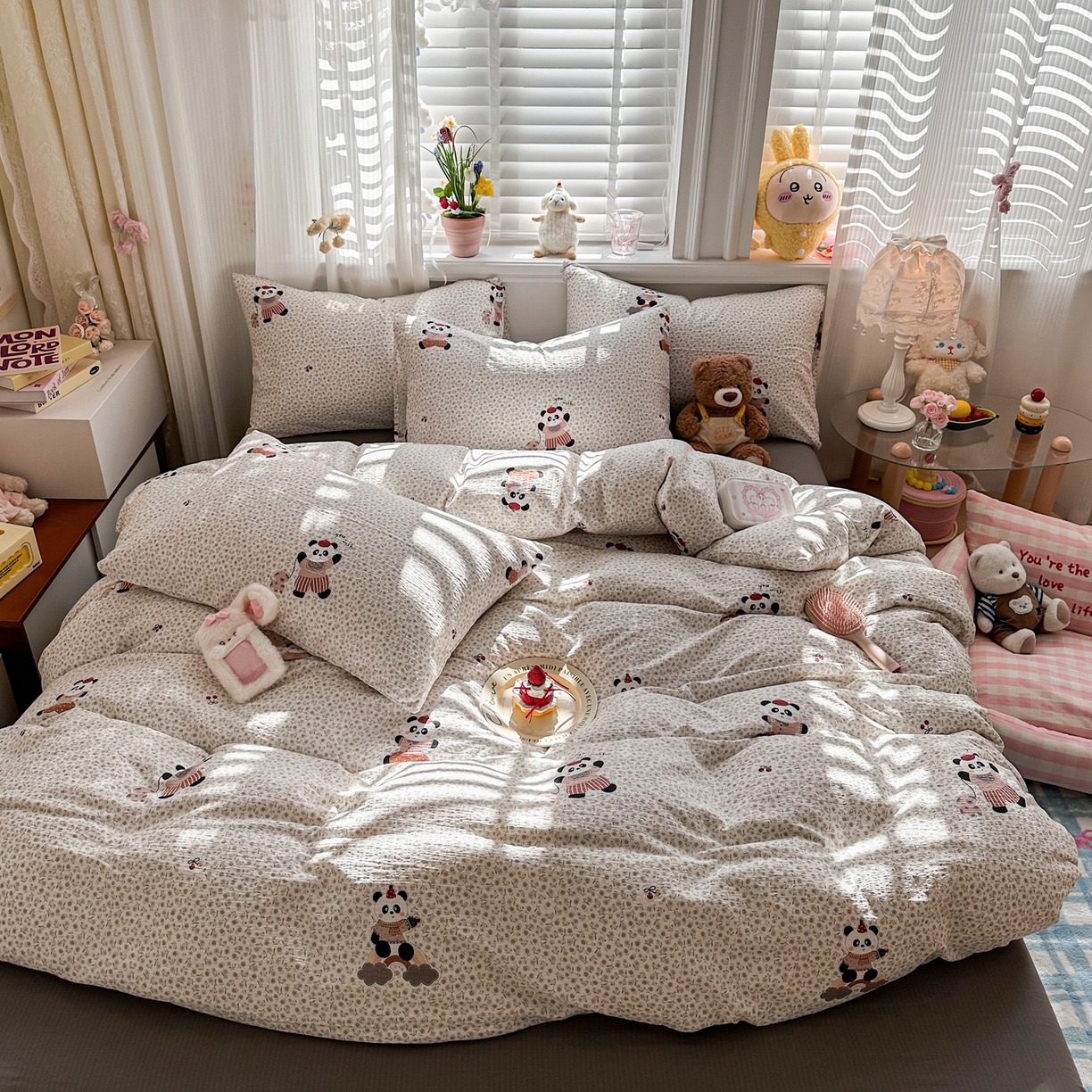 91家纺网 家纺一手货源 找家纺 卡斯诺家纺馆 2026新款皱皱棉双层纱四件套（下载文件包含买家秀） 静谧时光