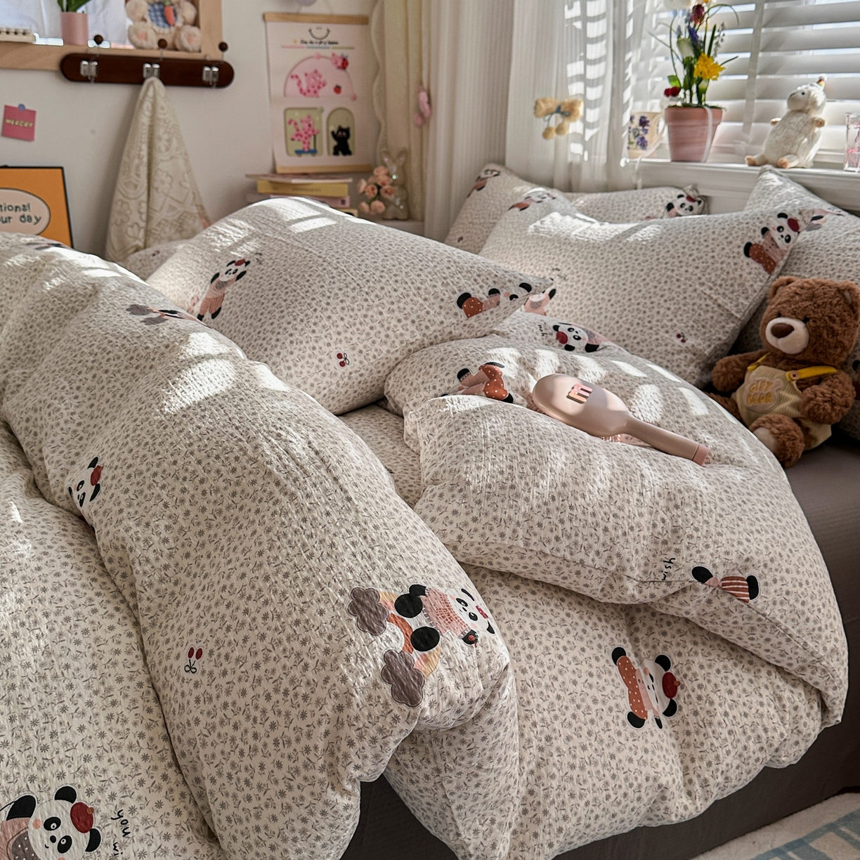 91家纺网 家纺一手货源 找家纺 卡斯诺家纺馆 2026新款皱皱棉双层纱四件套（下载文件包含买家秀） 静谧时光