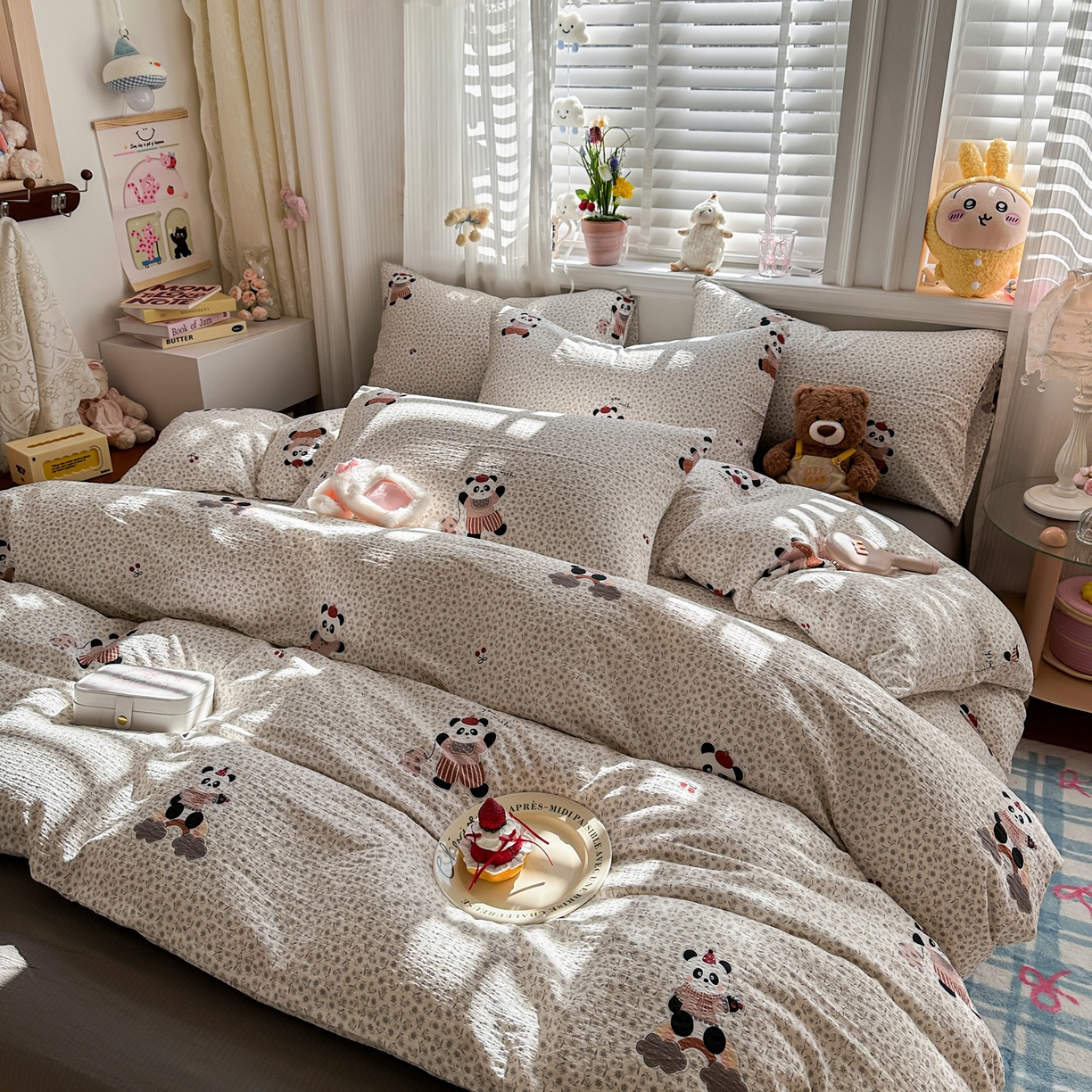 91家纺网 家纺一手货源 找家纺 卡斯诺家纺馆 2026新款皱皱棉双层纱四件套（下载文件包含买家秀） 静谧时光