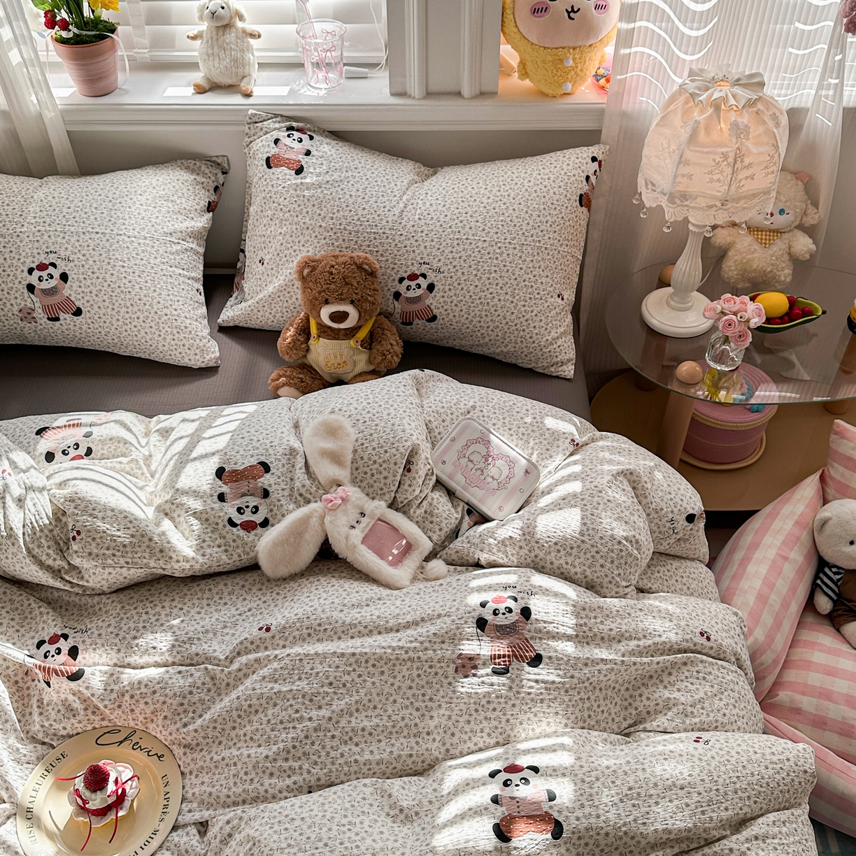 91家纺网 家纺一手货源 找家纺 卡斯诺家纺馆 2026新款皱皱棉双层纱四件套（下载文件包含买家秀） 静谧时光