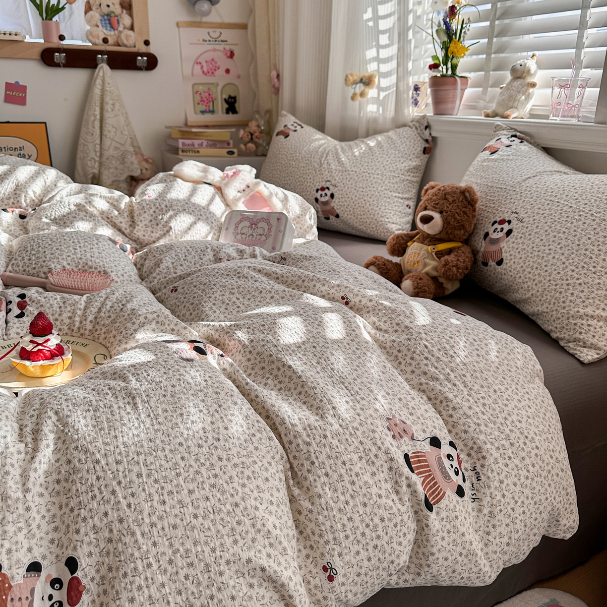 91家纺网 家纺一手货源 找家纺 卡斯诺家纺馆 2026新款皱皱棉双层纱四件套（下载文件包含买家秀） 静谧时光