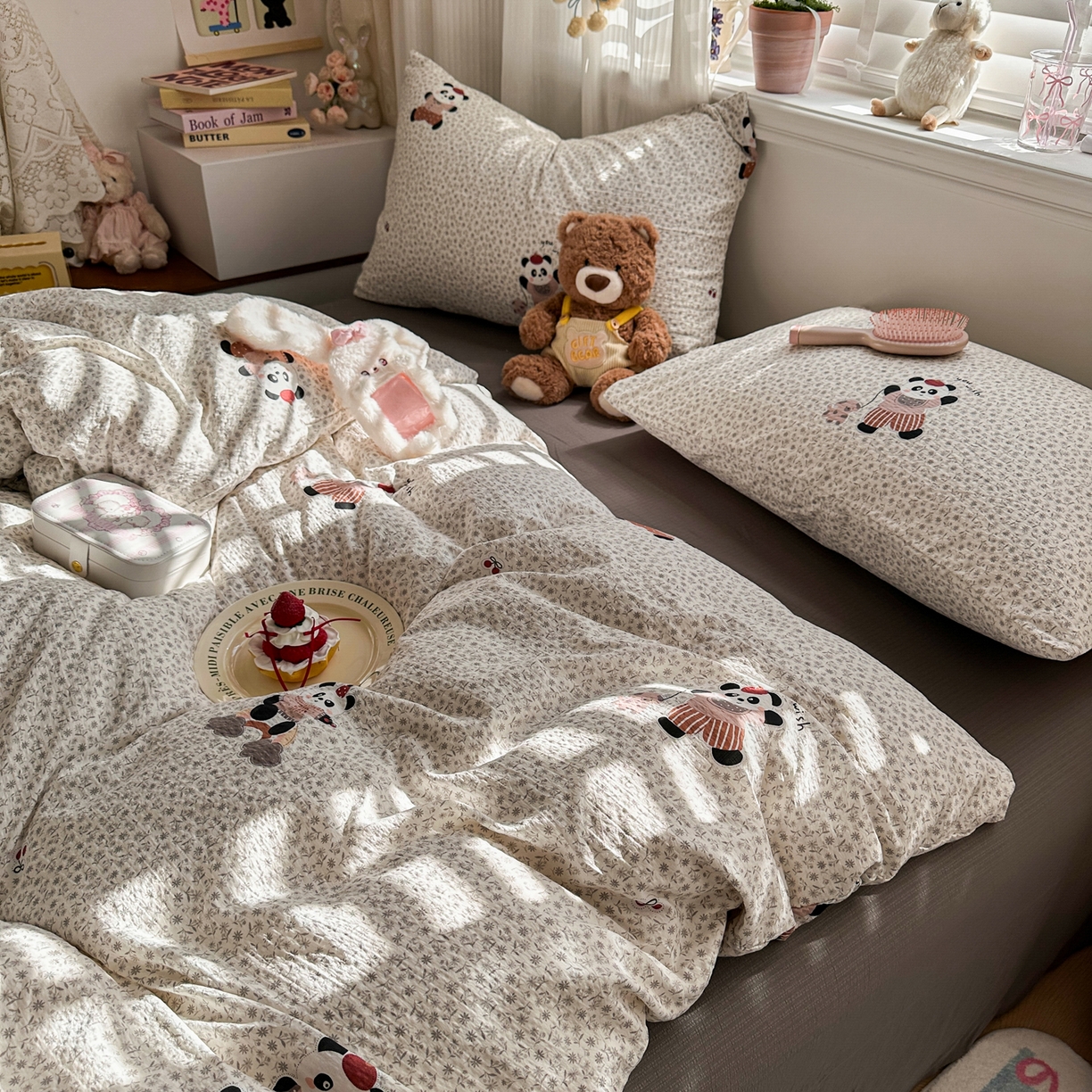 91家纺网 家纺一手货源 找家纺 卡斯诺家纺馆 2026新款皱皱棉双层纱四件套（下载文件包含买家秀） 静谧时光