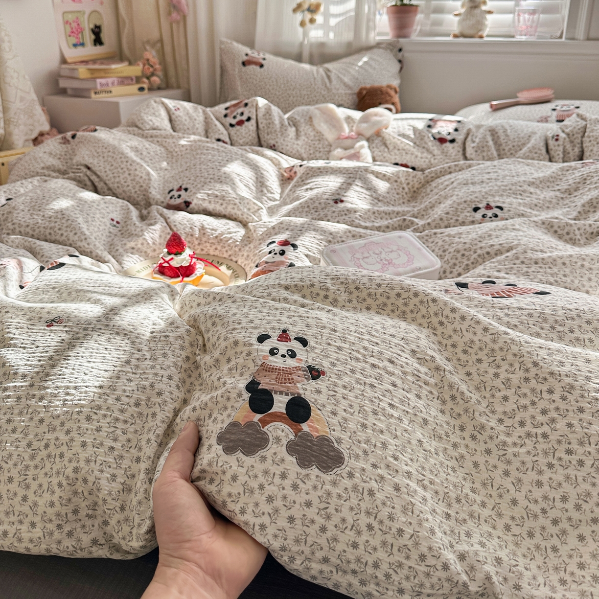 91家纺网 家纺一手货源 找家纺 卡斯诺家纺馆 2026新款皱皱棉双层纱四件套（下载文件包含买家秀） 静谧时光