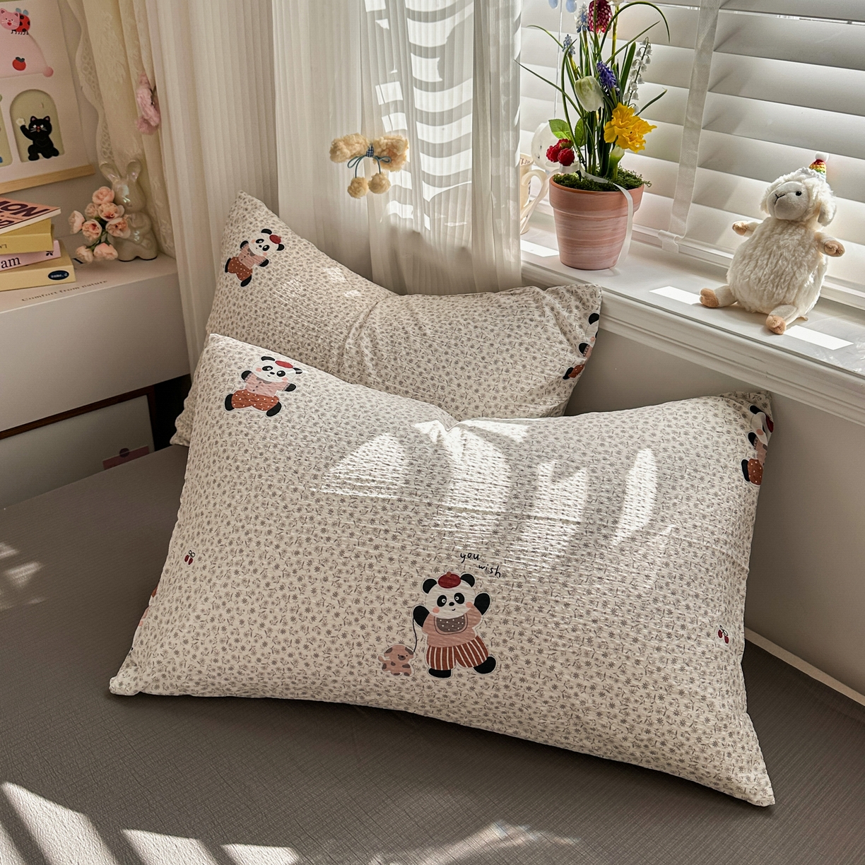 91家纺网 家纺一手货源 找家纺 卡斯诺家纺馆 2026新款皱皱棉双层纱四件套（下载文件包含买家秀） 静谧时光