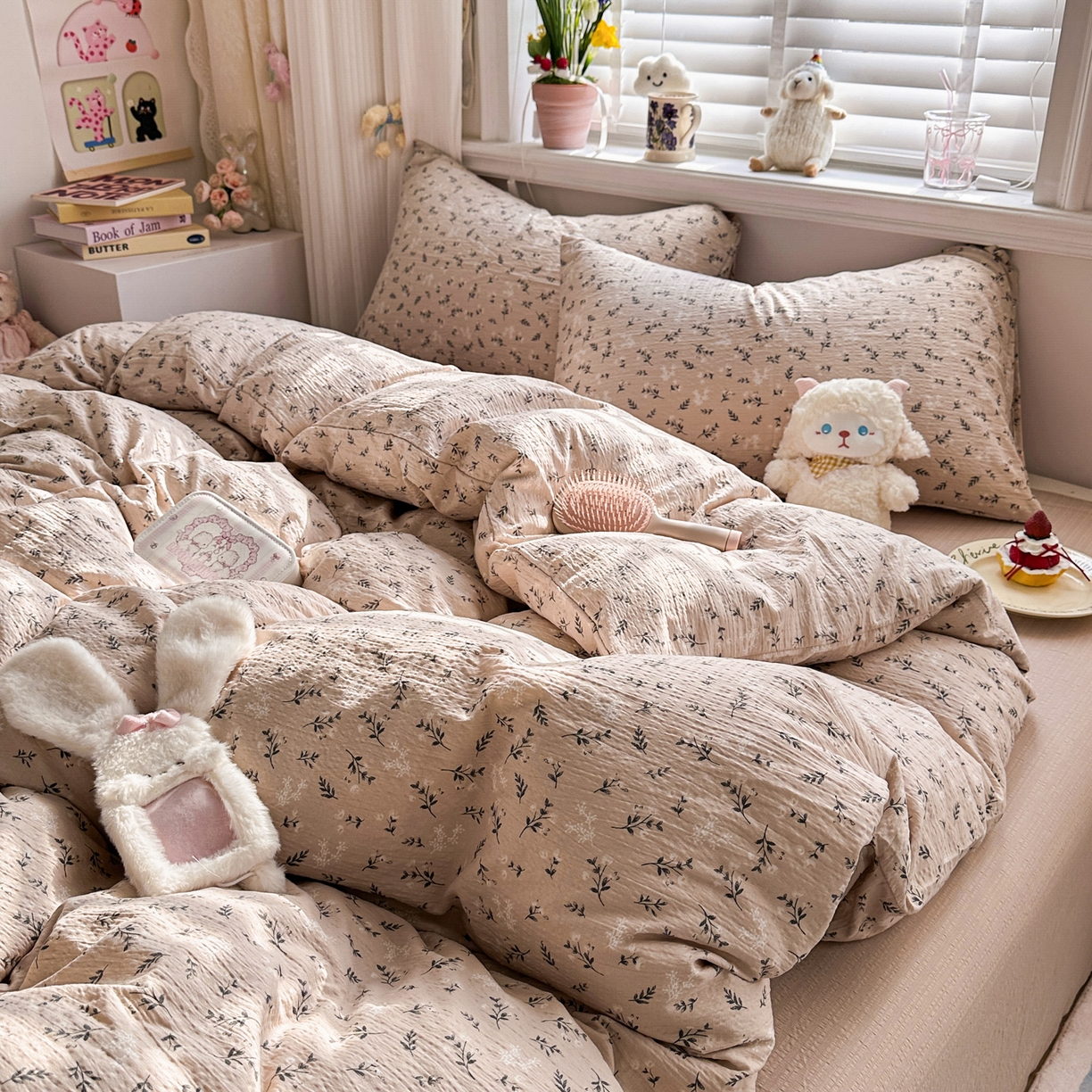 卡斯诺家纺馆 2026新款皱皱棉双层纱四件套（下载文件包含买家秀） 莫奈雅致