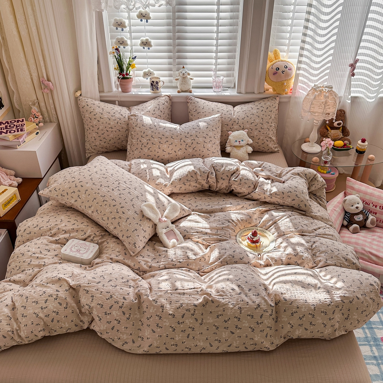 91家纺网 家纺一手货源 找家纺 卡斯诺家纺馆 2026新款皱皱棉双层纱四件套（下载文件包含买家秀） 莫奈雅致