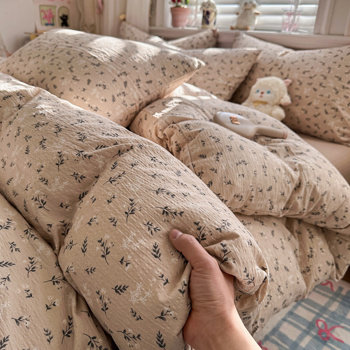 91家纺网 家纺一手货源 找家纺 卡斯诺家纺馆 2026新款皱皱棉双层纱四件套（下载文件包含买家秀） 莫奈雅致