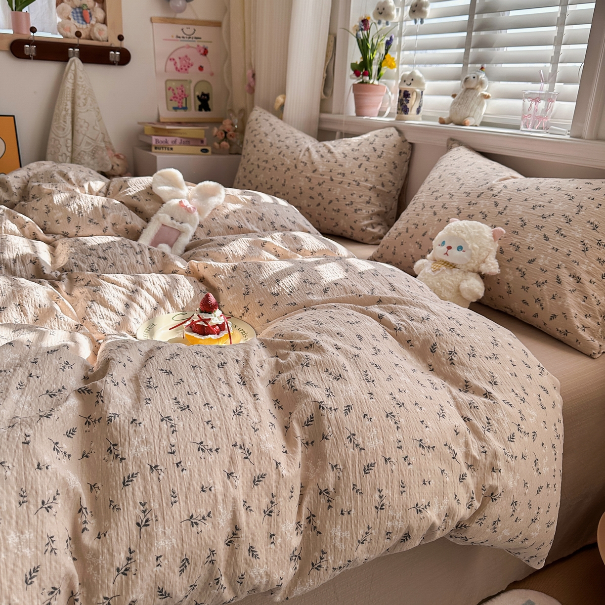 91家纺网 家纺一手货源 找家纺 卡斯诺家纺馆 2026新款皱皱棉双层纱四件套（下载文件包含买家秀） 莫奈雅致