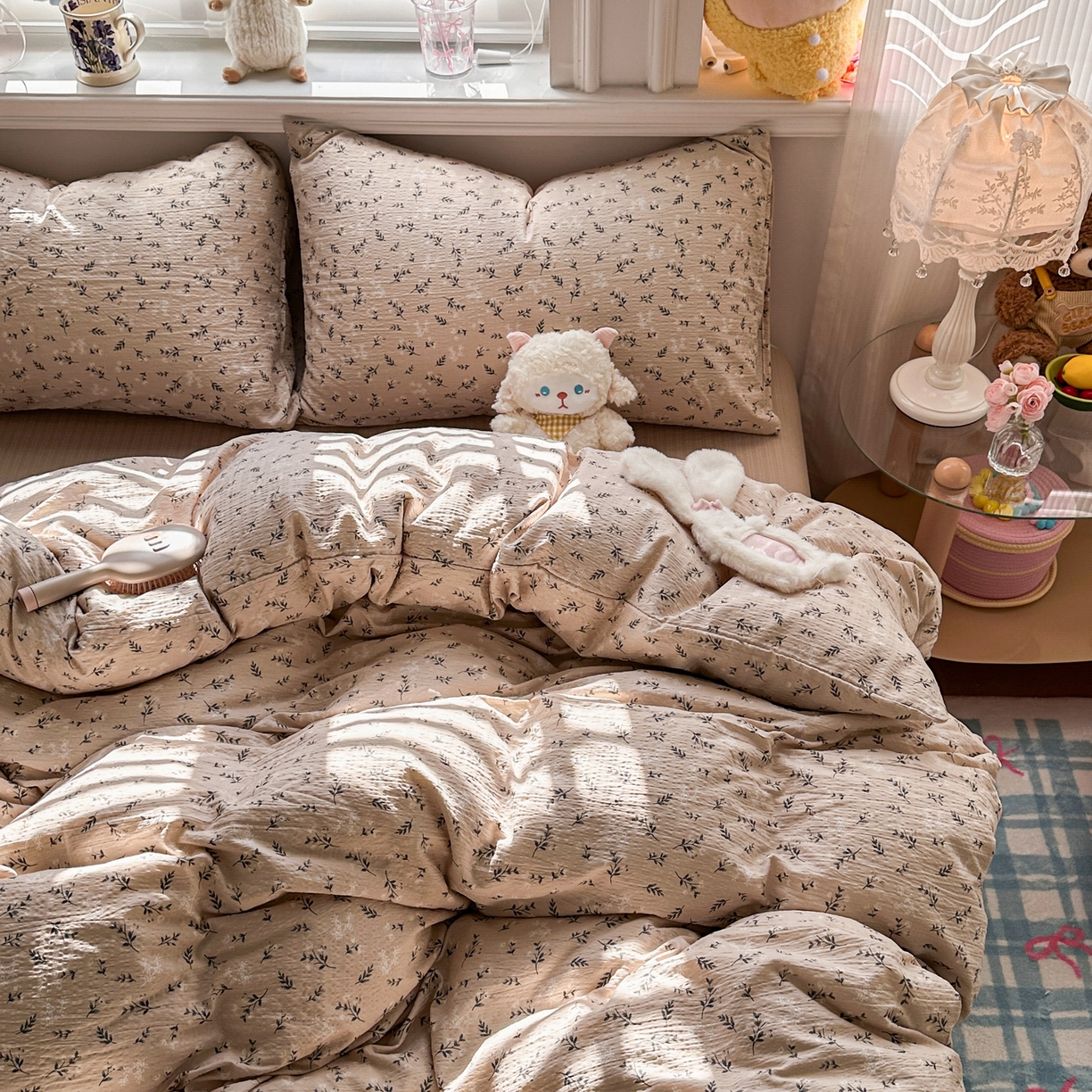 91家纺网 家纺一手货源 找家纺 卡斯诺家纺馆 2026新款皱皱棉双层纱四件套（下载文件包含买家秀） 莫奈雅致