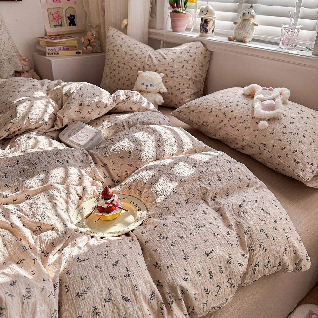 91家纺网 家纺一手货源 找家纺 卡斯诺家纺馆 2026新款皱皱棉双层纱四件套（下载文件包含买家秀） 莫奈雅致