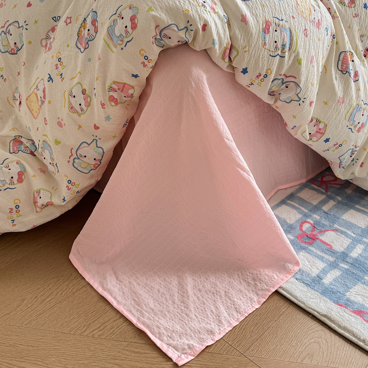 91家纺网 家纺一手货源 找家纺 卡斯诺家纺馆 2026新款皱皱棉双层纱四件套（下载文件包含买家秀） 泡芙猫咪