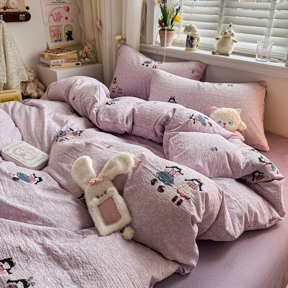 卡斯诺家纺馆 2026新款皱皱棉双层纱四件套（下载文件包含买家秀） 柔光邂逅