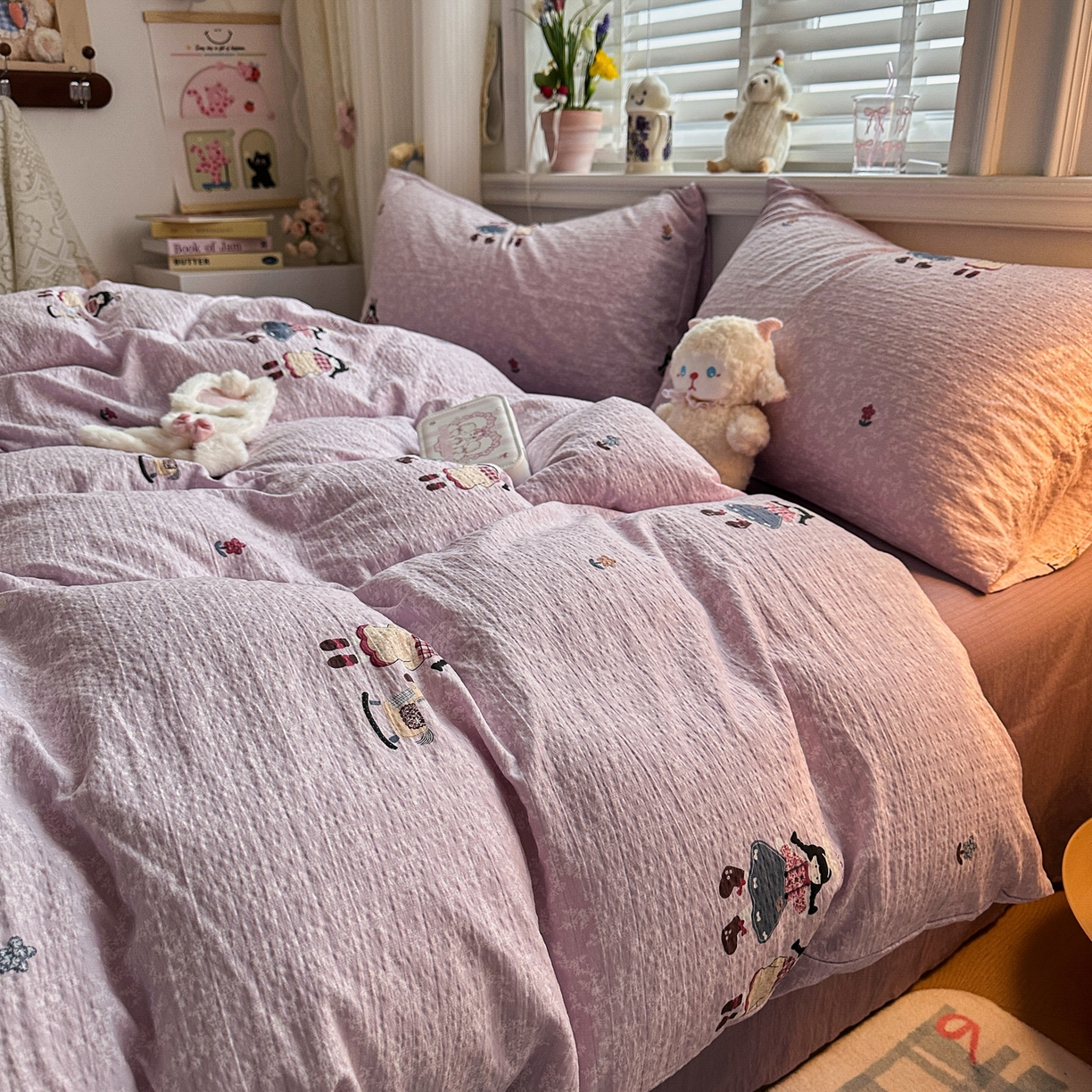 91家纺网 家纺一手货源 找家纺 卡斯诺家纺馆 2026新款皱皱棉双层纱四件套（下载文件包含买家秀） 柔光邂逅