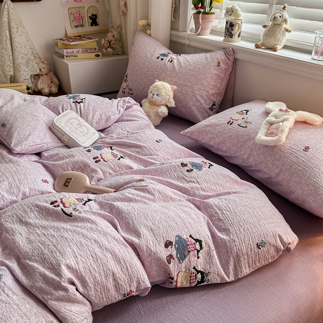 91家纺网 家纺一手货源 找家纺 卡斯诺家纺馆 2026新款皱皱棉双层纱四件套（下载文件包含买家秀） 柔光邂逅