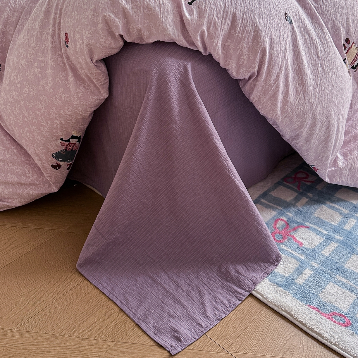 91家纺网 家纺一手货源 找家纺 卡斯诺家纺馆 2026新款皱皱棉双层纱四件套（下载文件包含买家秀） 柔光邂逅