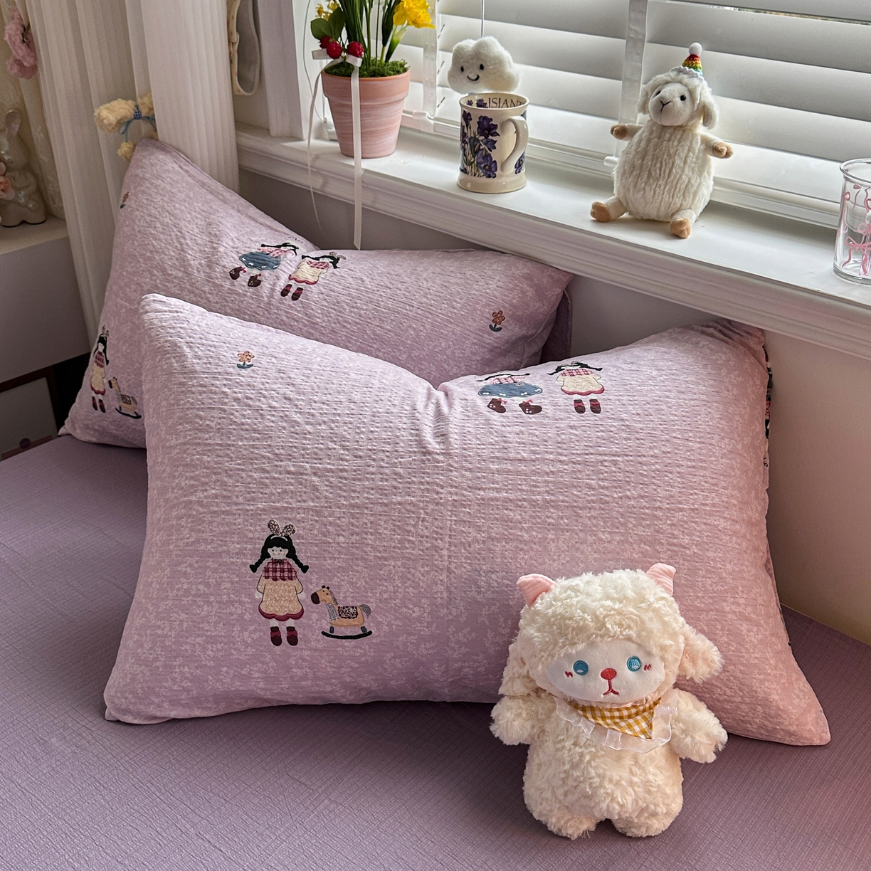 91家纺网 家纺一手货源 找家纺 卡斯诺家纺馆 2026新款皱皱棉双层纱四件套（下载文件包含买家秀） 柔光邂逅