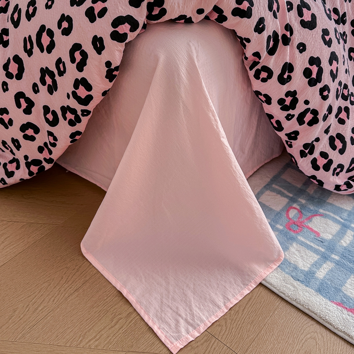 91家纺网 家纺一手货源 找家纺 卡斯诺家纺馆 2026新款皱皱棉双层纱四件套（下载文件包含买家秀） 云影星斑-粉