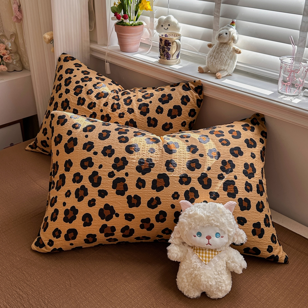 91家纺网 家纺一手货源 找家纺 卡斯诺家纺馆 2026新款皱皱棉双层纱四件套（下载文件包含买家秀） 云影星斑-咖