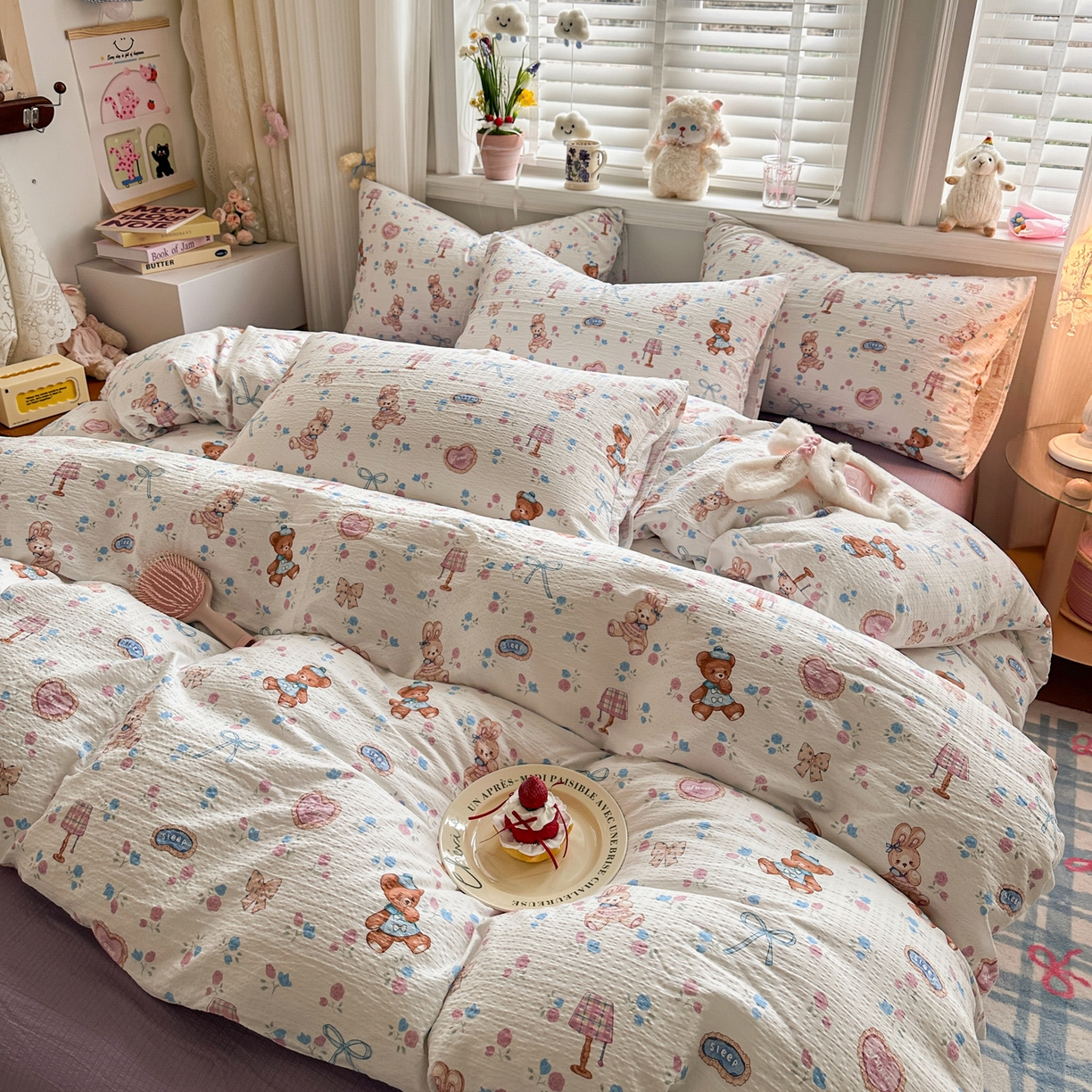 91家纺网 家纺一手货源 找家纺 卡斯诺家纺馆 2026新款皱皱棉双层纱四件套（下载文件包含买家秀） 紫韵流光