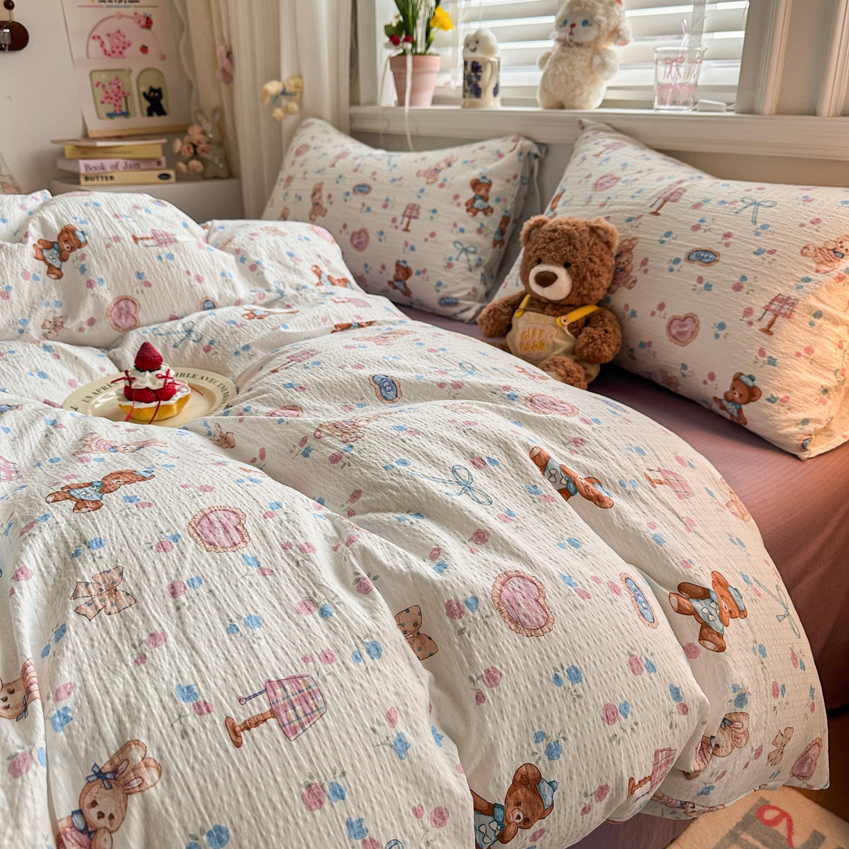 91家纺网 家纺一手货源 找家纺 卡斯诺家纺馆 2026新款皱皱棉双层纱四件套（下载文件包含买家秀） 紫韵流光