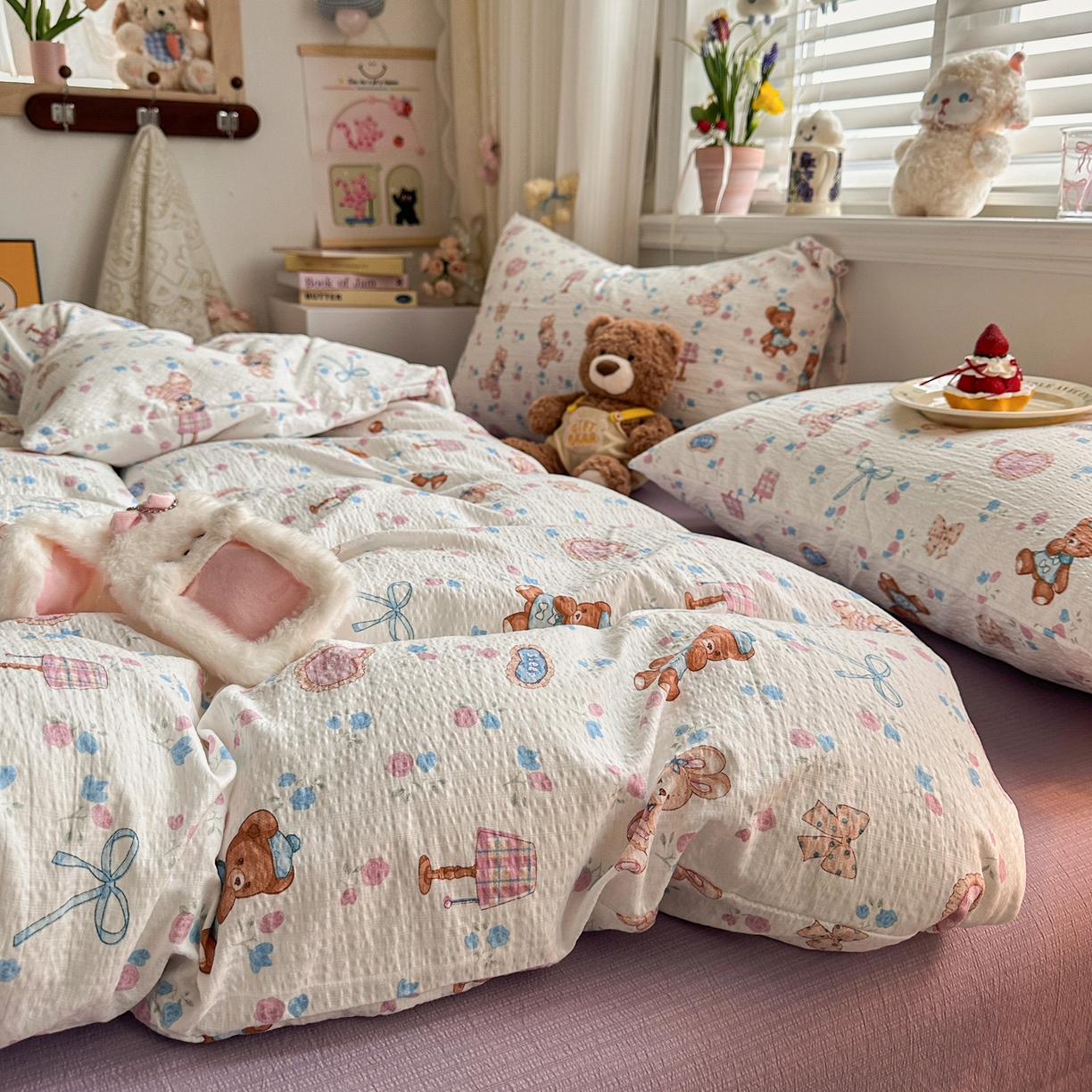 91家纺网 家纺一手货源 找家纺 卡斯诺家纺馆 2026新款皱皱棉双层纱四件套（下载文件包含买家秀） 紫韵流光