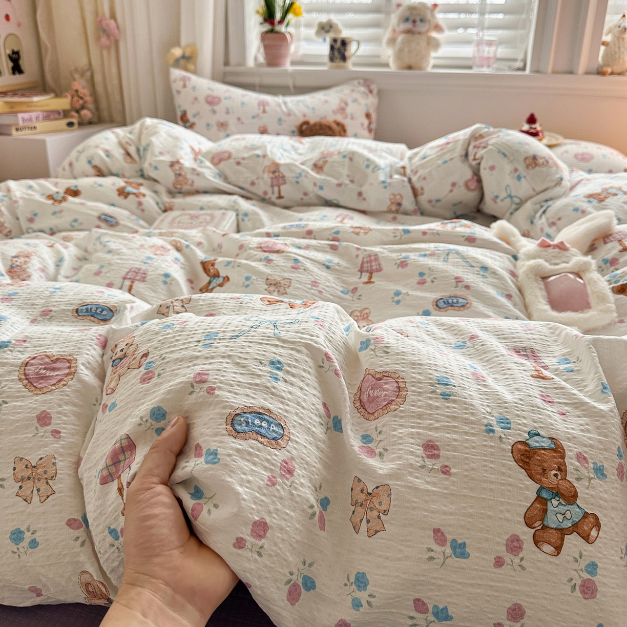 91家纺网 家纺一手货源 找家纺 卡斯诺家纺馆 2026新款皱皱棉双层纱四件套（下载文件包含买家秀） 紫韵流光