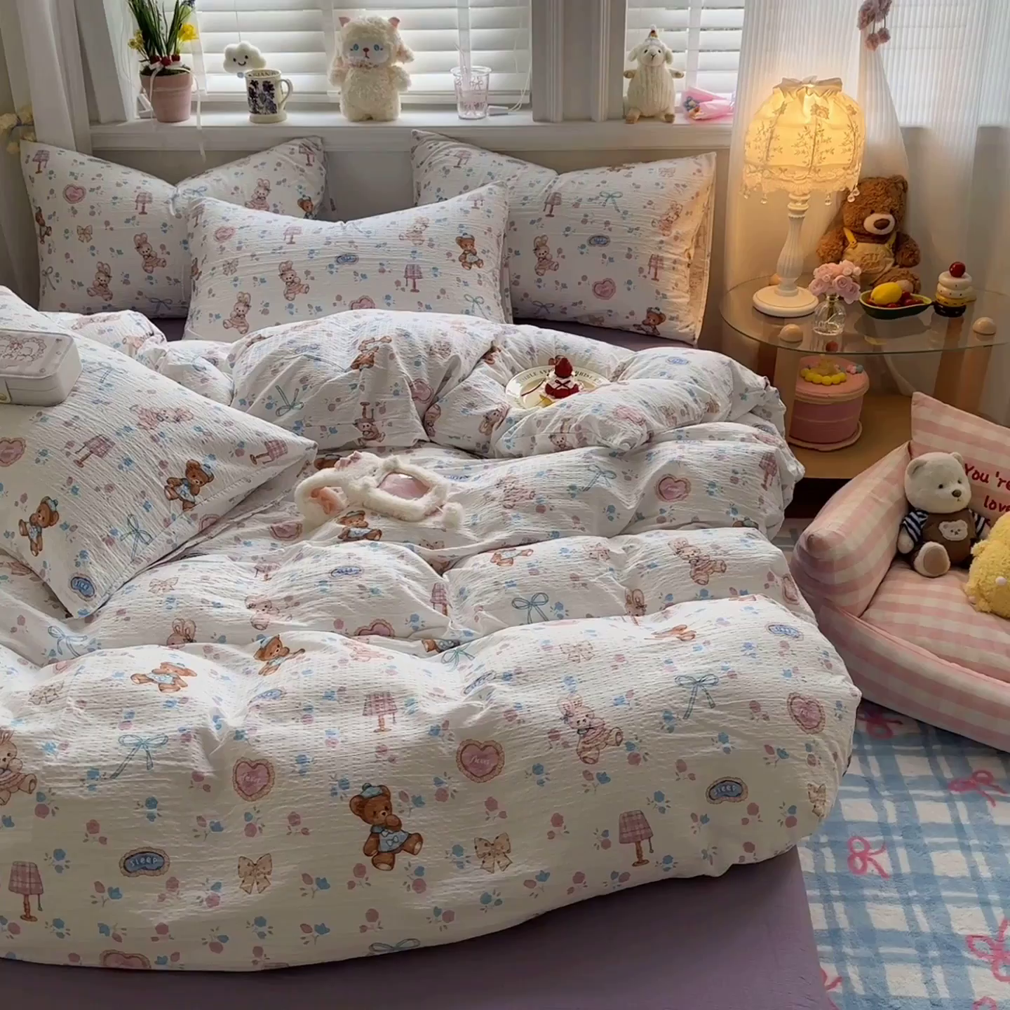 91家纺网 家纺一手货源 找家纺 卡斯诺家纺馆 2026新款皱皱棉双层纱四件套（下载文件包含买家秀） 紫韵流光