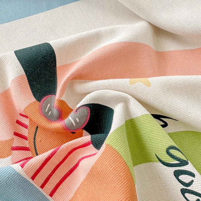 91家纺网 家纺一手货源 找家纺 爱彼家纺 2026新款舒适透气老粗布凉席印花床笠单件-床笠三件套 老粗布床笠-彩虹小狗