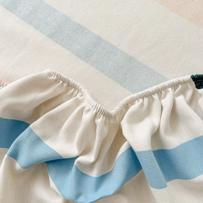 91家纺网 家纺一手货源 找家纺 爱彼家纺 2026新款舒适透气老粗布凉席印花床笠单件-床笠三件套 老粗布床笠-彩虹小狗