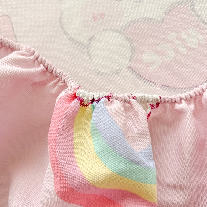 91家纺网 家纺一手货源 找家纺 爱彼家纺 2026新款舒适透气老粗布凉席印花床笠单件-床笠三件套 老粗布床笠-彩虹云兔