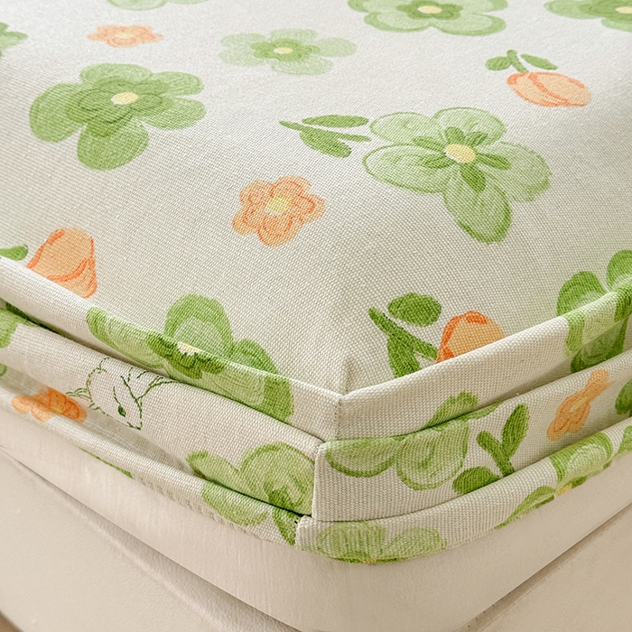 91家纺网 家纺一手货源 找家纺 爱彼家纺 2026新款舒适透气老粗布凉席印花床笠单件-床笠三件套 老粗布床笠-绿果花香