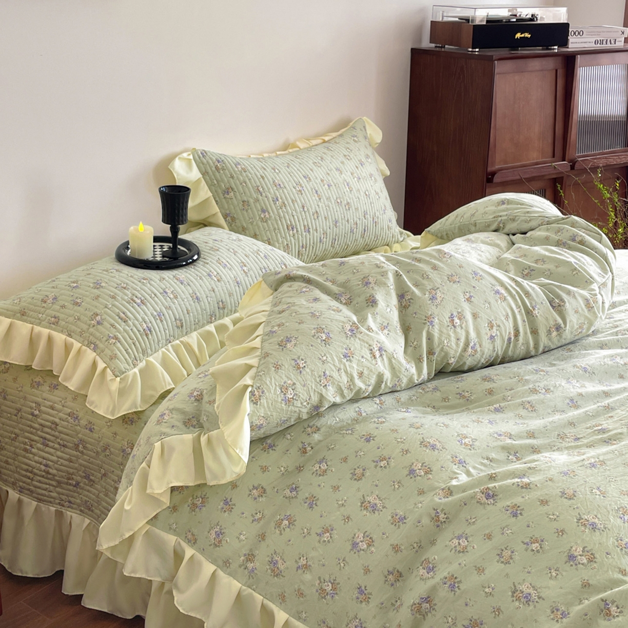 91家纺网 家纺一手货源 找家纺 慕澄家纺 2026新款高克重仿棉碎花床盖四件套 春来