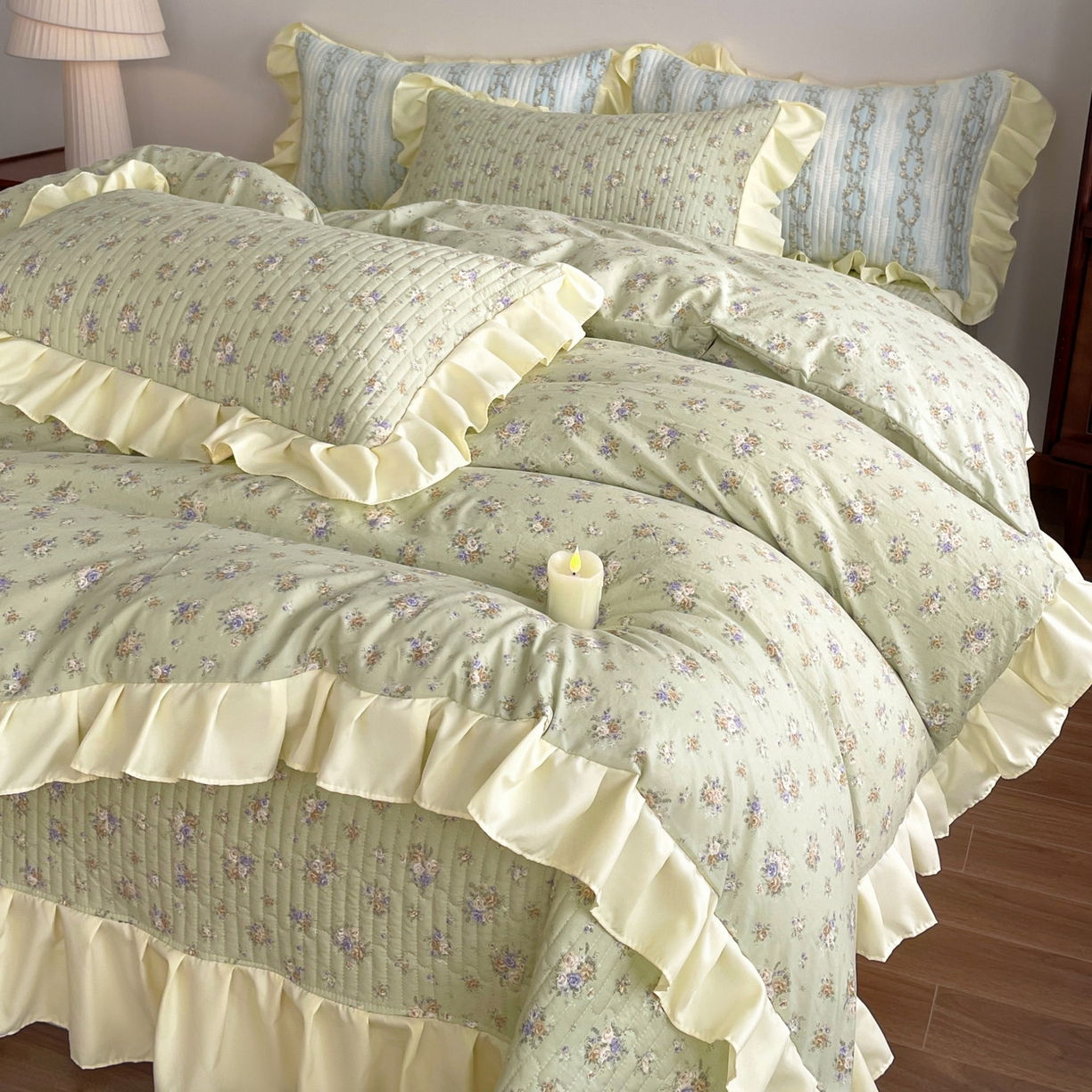 慕澄家纺 2026新款高克重仿棉碎花床盖四件套 春来