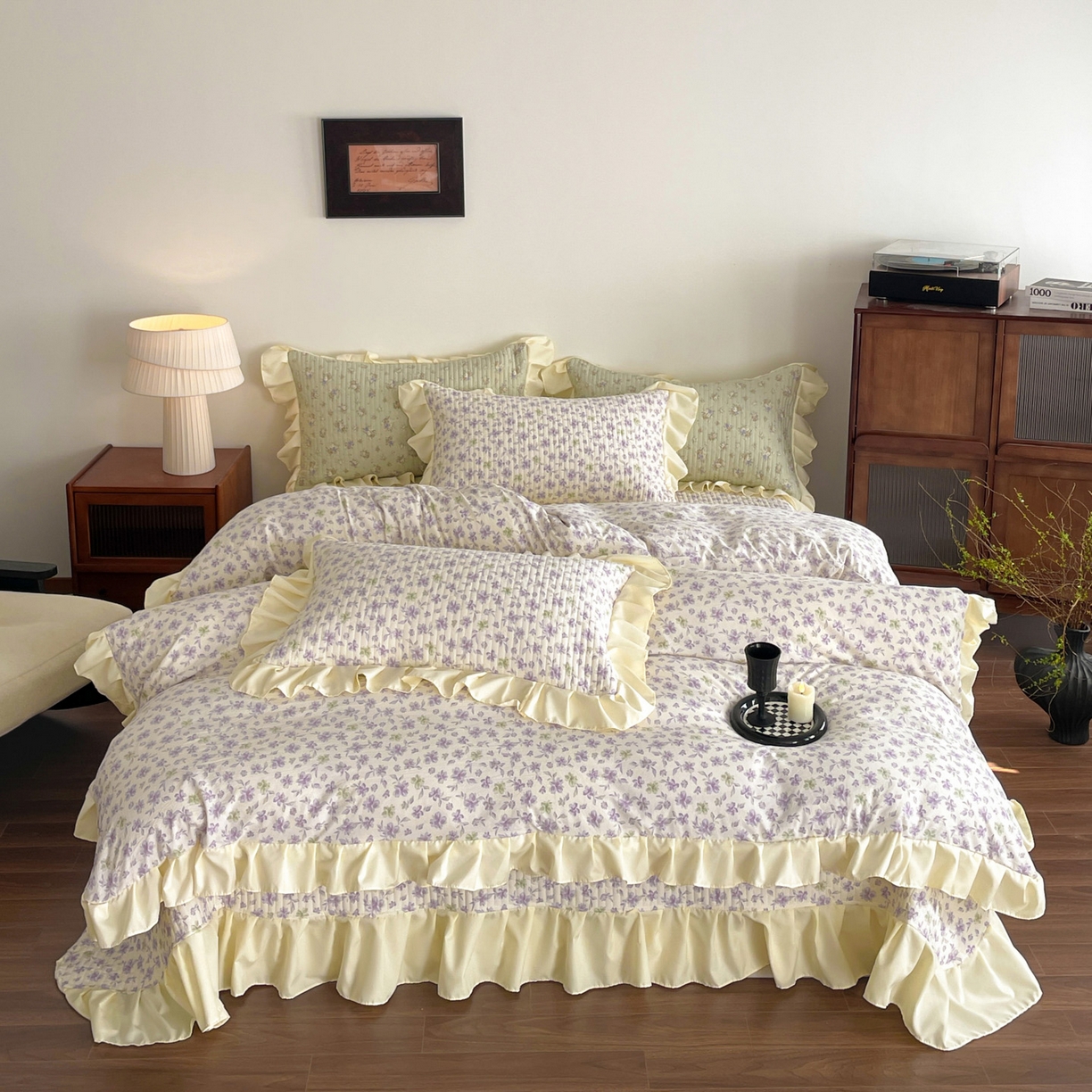 91家纺网 家纺一手货源 找家纺 慕澄家纺 2026新款高克重仿棉碎花床盖四件套 梦回