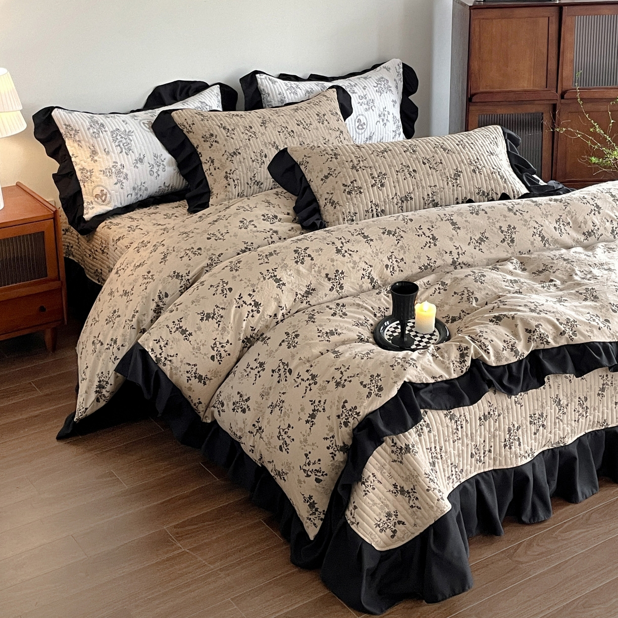 91家纺网 家纺一手货源 找家纺 慕澄家纺 2026新款高克重仿棉碎花床盖四件套 漫漫