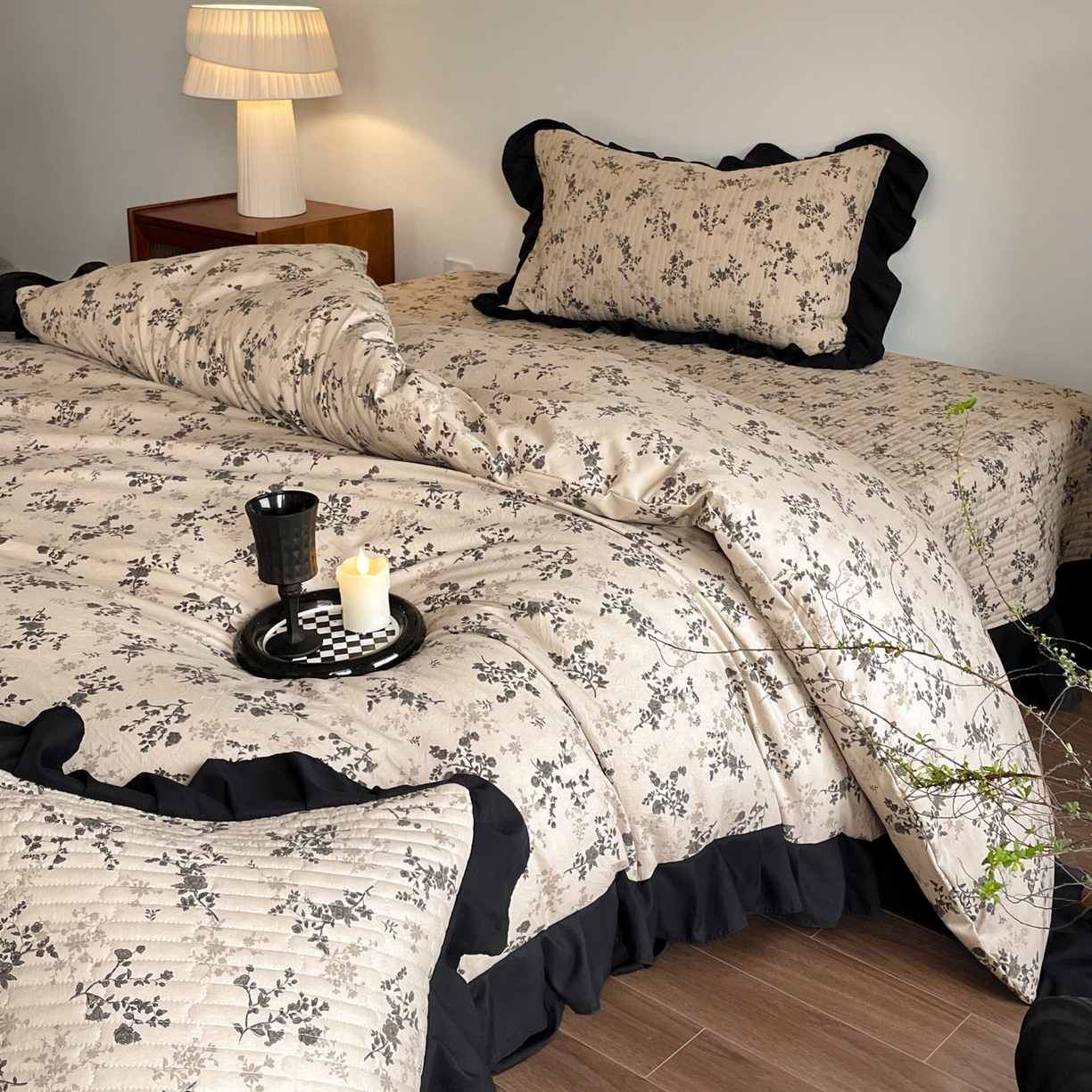 91家纺网 家纺一手货源 找家纺 慕澄家纺 2026新款高克重仿棉碎花床盖四件套 漫漫