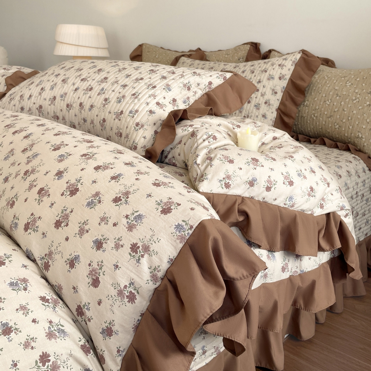 91家纺网 家纺一手货源 找家纺 慕澄家纺 2026新款高克重仿棉碎花床盖四件套 绵绵