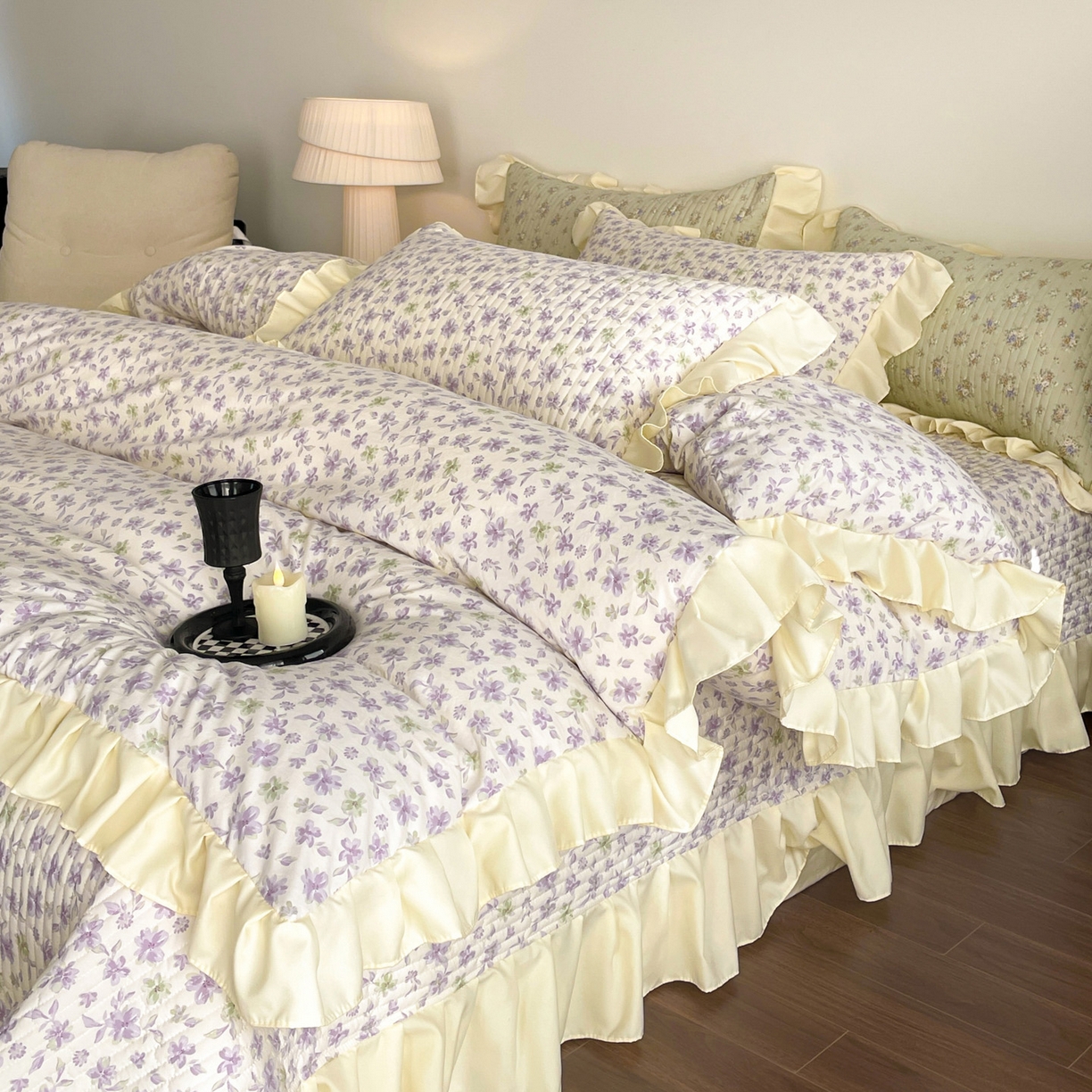 91家纺网 家纺一手货源 找家纺 慕澄家纺 2026新款高克重仿棉碎花床盖四件套 梦回