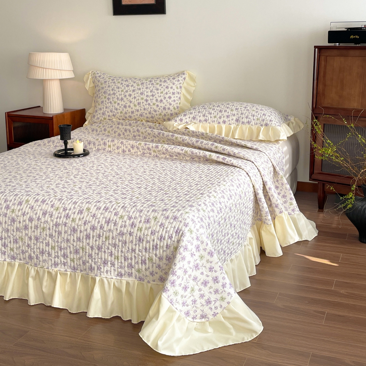 91家纺网 家纺一手货源 找家纺 慕澄家纺 2026新款高克重仿棉碎花床盖四件套 梦回