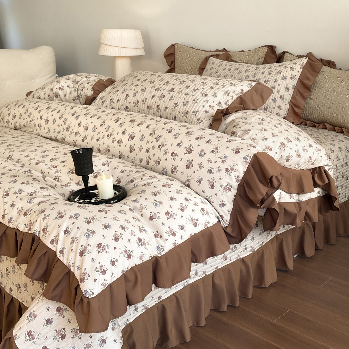 91家纺网 家纺一手货源 找家纺 慕澄家纺 2026新款高克重仿棉碎花床盖四件套 绵绵